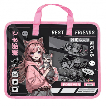 Купить Папка пластиковая с тканевыми ручками «Best Friends» оптом